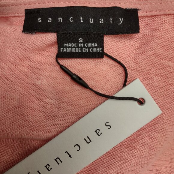 NWT Sanctuary pink 100% Linen round neck 3/4 sleeve blouse top womens Small - Picture 6 of 7